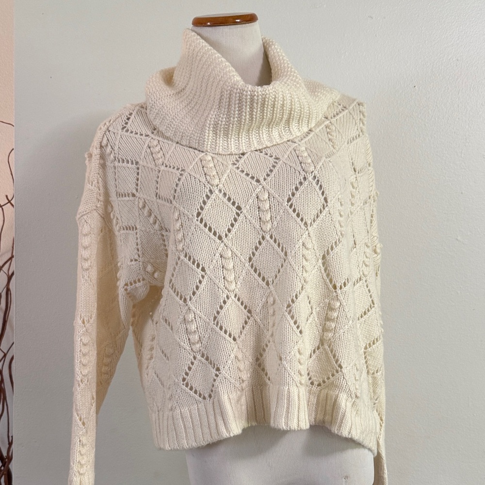 LOFT Cream Cowl Neck Sweater